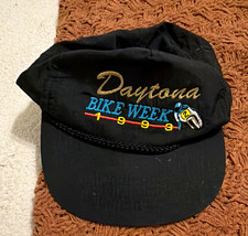 RARE VTG Daytona FLORIDA Bike Week 1993 Black Adjustable Embroidered Cap Unisex picture