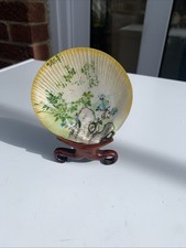 Antique Old Chinese Hand Painted Seashell With Stand picture