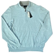 New Magaschoni Mens 1/4 Zip Sweater XL Viscose Blend Mock Neck Soft Blue $78 NWT picture