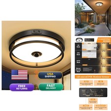 OYKYOHEI 12 Inch LED Motion Sensor Outdoor Ceiling Light for Porch, Black picture