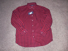 CHAPS Ralph Lauren red plaid cotton blend front pocket shirt XL NEW NWT picture