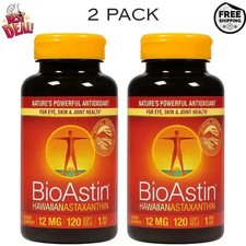 BioAstin Hawaiian Astaxanthin 12 mg – 120 Softgels | (2 Pack) Exp 10/2027 picture