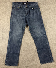 Express Classic Straight Jeans Mens 32x32 Blue Denim Whiskering 5-Pocket Classic picture