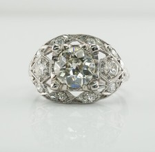 Natural Diamond Ring Old Mine Vintage Platinum Engagement Wedding 2.05 TDW picture
