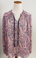 JOIE pink blue metallic sheer top Women's XL picture