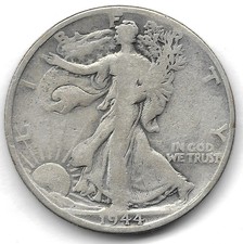    1944-D Walking Liberty Half Dollar VG Very Good 90% Silver 50C Denver picture