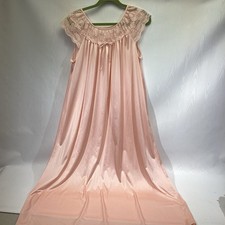 Vtg Gilead Long Nightgown Sleepwear Pink Large Excellent Lace Yoke  USA picture