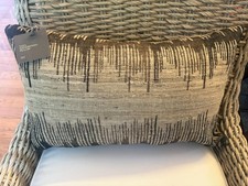 RH Restoration Hardware Naya Handwoven Lumbar Pillow Covers Black Wheat 13x21 picture