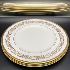 Coalport Bone China Viceroy 24Kt Gold on White Dinner Plate 4pc Set England picture