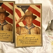 1952 Boy Scouts Of America Appreciation Award Plaque Norman Rockwell  x 2  picture
