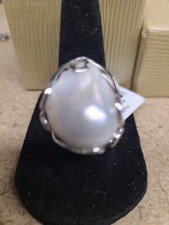 JTV Genusis™ White Cultured Freshwater Pearl Rhodium Over Sterling Silver Ring picture