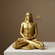 Brass Mahavatar Babaji Idol | Kriya Yoga Guru Gold Meditating Statue Decor/Puja picture