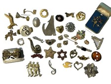 Estate Brooch Pin Lot Rhinestone Gold Silver Tone Vintage Jewelry Carnegie 35+ picture