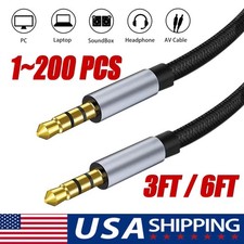 6FT 3.5mm AUX Audio Nylon Braided Cord Cable PC iPod Car Phone headphone lot picture