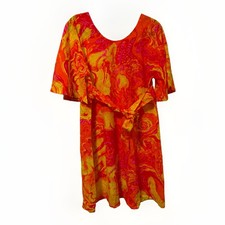 Vintage 1970s Hilo Hattie Dress Hawaii Psychedelic Neon Colors Mod  picture