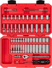 56pc 1/4 Inch Drive 12 Point Socket Ratchet Set 5/32-9/16in 4-15mm Shallow Deep picture