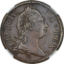 1775 IRELAND GEORGE III COPPER 1/2 PENNY LONDON MINT KM-140 NGC PROOF DETAILS picture