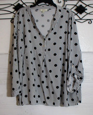 Como Blu Top Women's Size 3X Black Polka Dot Round Neck picture