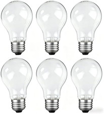 NEW 75 Watt Incandescent Light Bulbs, 75W A19 Shatter Resistant Rough Service Li picture