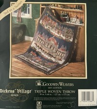 VTG 1995 GOODWIN WEAVERS Dickens’ Village 3rd In Series Triple Woven Throw NWT picture