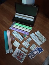 Vintage American Mahjong Game Set 166 Tiles with Faux Leather Case, Rules, Racks picture
