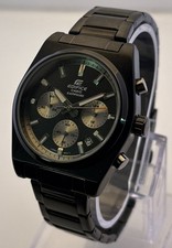 Refurbished Men's EDIFICE Casio Chrono Quartz Black Dial Date/Small-Sec Watch picture