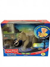 Vintage 2001 Fisher-Price Smithsonian Wild Adventures Elephant & Baby NIB picture