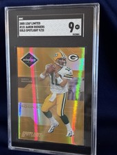 Aaron Rodgers Graded Mint 9 2005 Leaf Limited Gold Spotlight RC Rookie Card /25 picture
