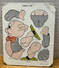 Vintage PORKY PIG Cardboard Joinie Hingee Premium Warner Bros.Cartoons picture