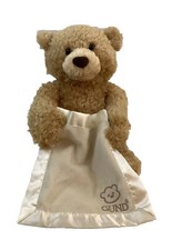 Gund Peek a Boo Teddy Bear Plush Baby Speaks Laughs Hides Face With Blanket picture