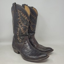 Vintage Justin Boots 12D Brown Lizard Leather Western Cowboy 9046 Rodeo Ranch picture