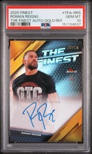 2025 TOPPS FINEST WWE THE FINEST AUTOS GOLD REFRACTOR ROMAN REIGNS 29/50 PSA 10 picture