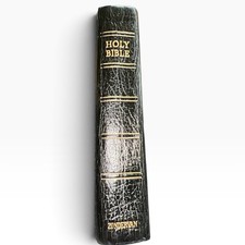 Vintage Zondervan KJV Holy Bible Leather Pocket 1057X Diamond Type Pronouncing picture