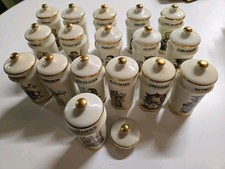 MJ Hummel Danbury 1987 Gold Trim Spice Jars 17 Pc Set (no rack) Japan picture