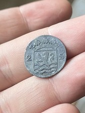 1753 2 Stuivers East India Ducth Colonial Company Zeeland Mint Silver Old Coin picture