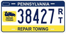 Custom Pennsylvania REPAIR TOWING License Plate – Personalized Plate picture