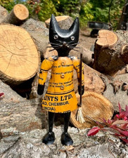 NEW PRIMITIVE BLACK CAT LUNA RECYCLED METAL HALLOWEEN FARMHOUSE 11.5