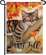 Happy Fall Cat Garden Flag 12 x 18 Inch Outdoor Decor picture