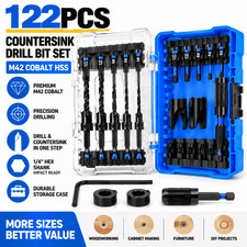 Countersink Drill Bit Set M42 Cobalt Woodworking Bits Wood Plug Cutter Kit 1/4