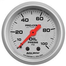 Auto Meter 4321 Ultra Lite Oil Pressure Gauge 0 - 100 PSI Mechanical 2 1/16