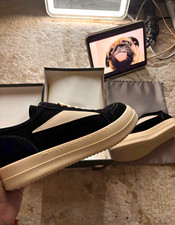 Rick Owens DRKSHDW Men's Low-Top Lace-Up Sneakers Black/Ivory Colorblock picture