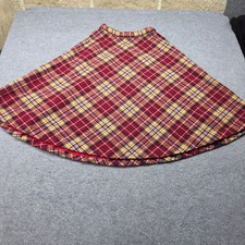 Vintage  Pendelton Virgin Wool Red Yellow Plaid Circle Women  Skirt  Talon Zip picture