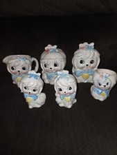 Vintage Mr. Toodles Dog Creamer Sugar  Salt Pepper Egg Holder Set Of 6 Unbranded picture