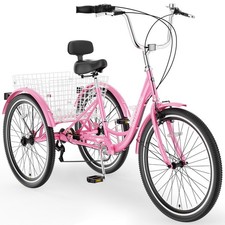 EOYOBIKE 24in Adult Tricycle 7-Speed with Basket,350LBS Commuter Student Bike picture