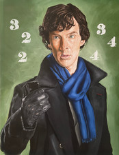 Benedict Cumberbatch Sherlock Holmes Original Oil Painting 24x30 BBC Art picture