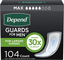 Depend Guards Incontinence Pads for Men, Maximum Absorbency 104 Count 2 Packs of picture