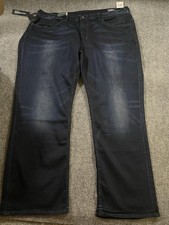 Buffalo David Bitton Six-X Jeans Mens 42x30 Blue Straight Stretch Dark Denim picture