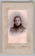 Antique CDV S. Busby Cox Young Woman High Collar Dress Peterborough UK picture