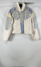 [BLANKNYC] Women's Flower Patch Floral Sherpa Faux Fur Jacket White NWT Sz XL picture