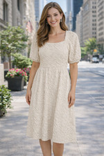 Baltic Born Women's Large Light Taupe Keri Knee Length Gathered Relaxed Dress picture